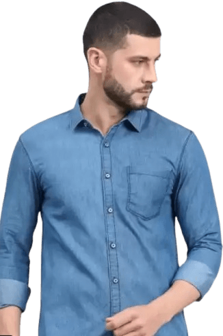 Men Solid Casual Light Blue Shirt