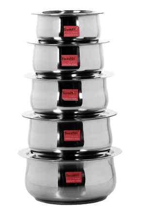 Set of 5 Stainless Steel Belly Shape Containers with Lids