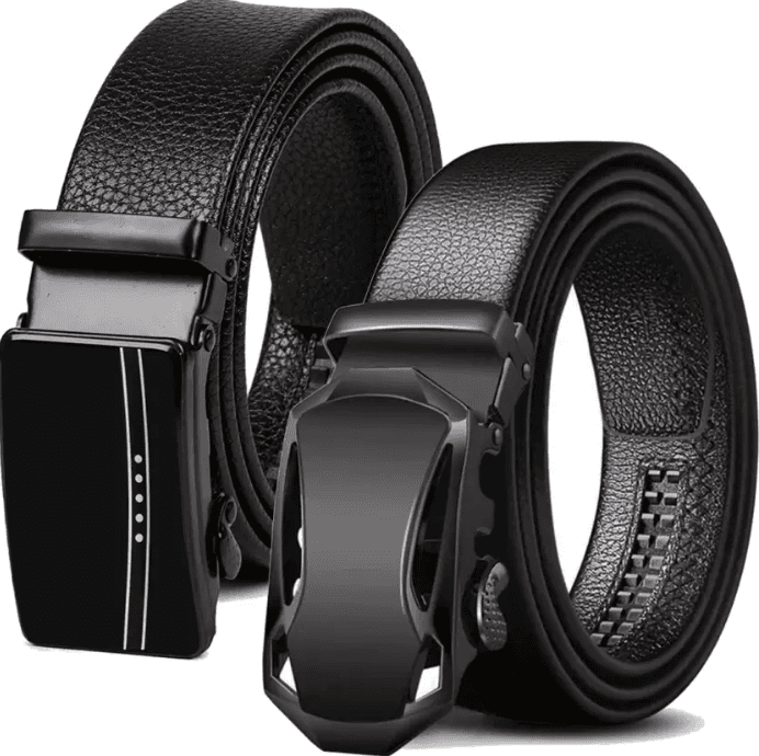 PROVOGUE Men’s Black Artificial Leather Belt (Pack Of 2)